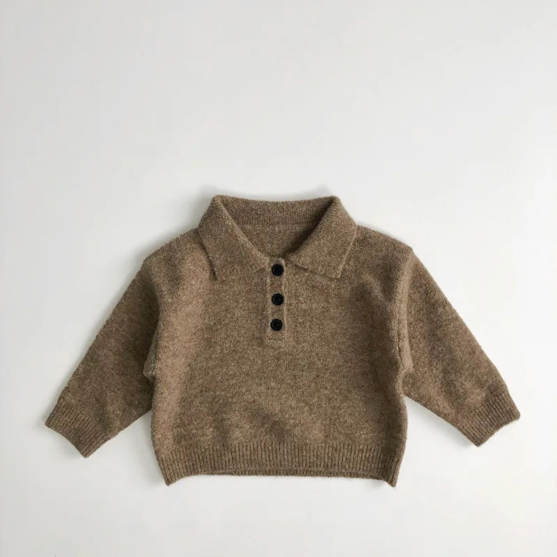 Autumn Knit Turn-Down Collar Sweater for Boys