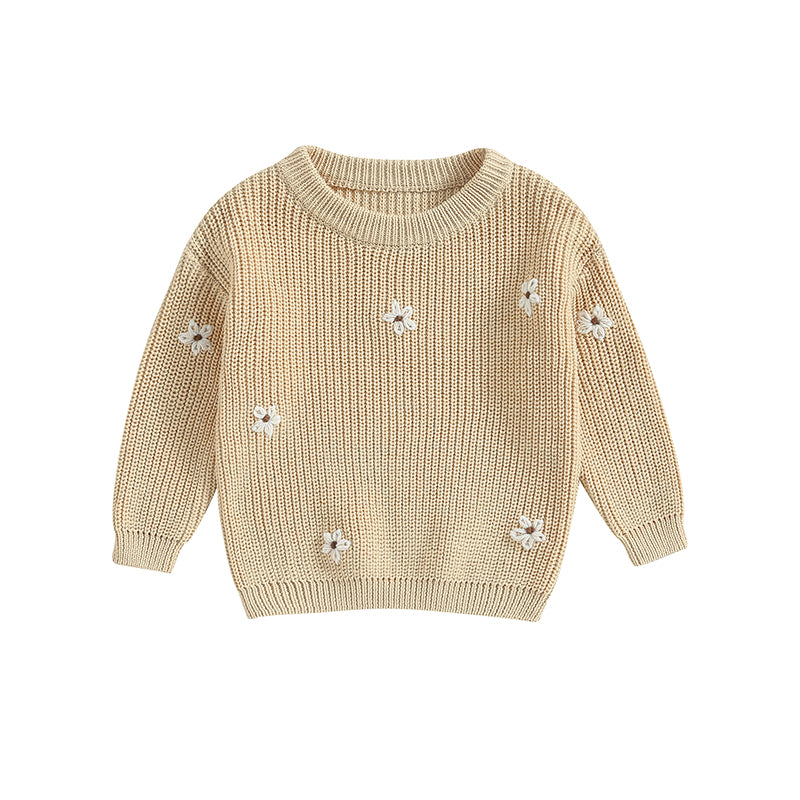 Floral Knitted Sweater for Newborn Baby Girl