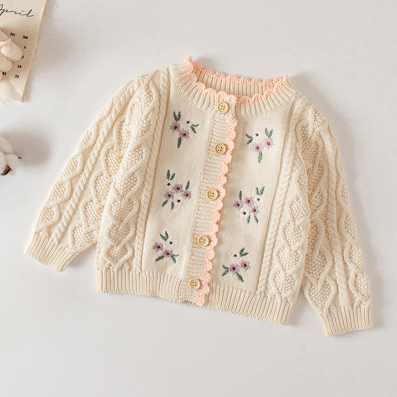 Floral Embroidered Knitted Sweater