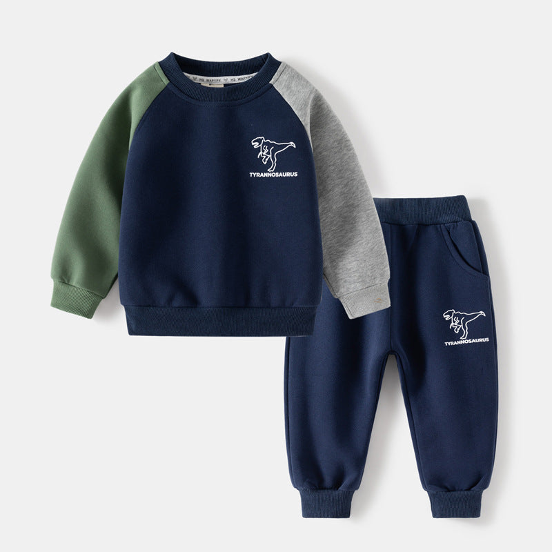 Boys' Contrast Patchwork Two-Piece Co-ord Set