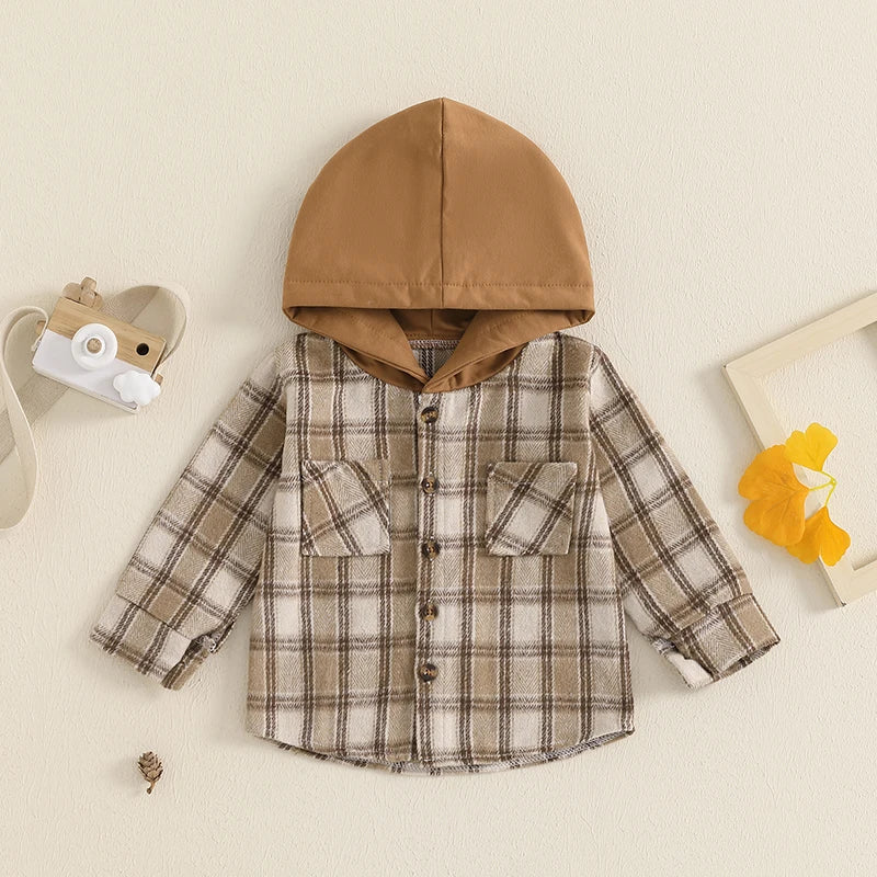 Toddler Checkered Plaid Hooded Jacket