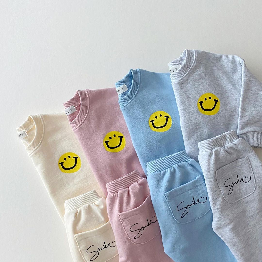 Cute Smiley Print Cotton Co-ord Sets