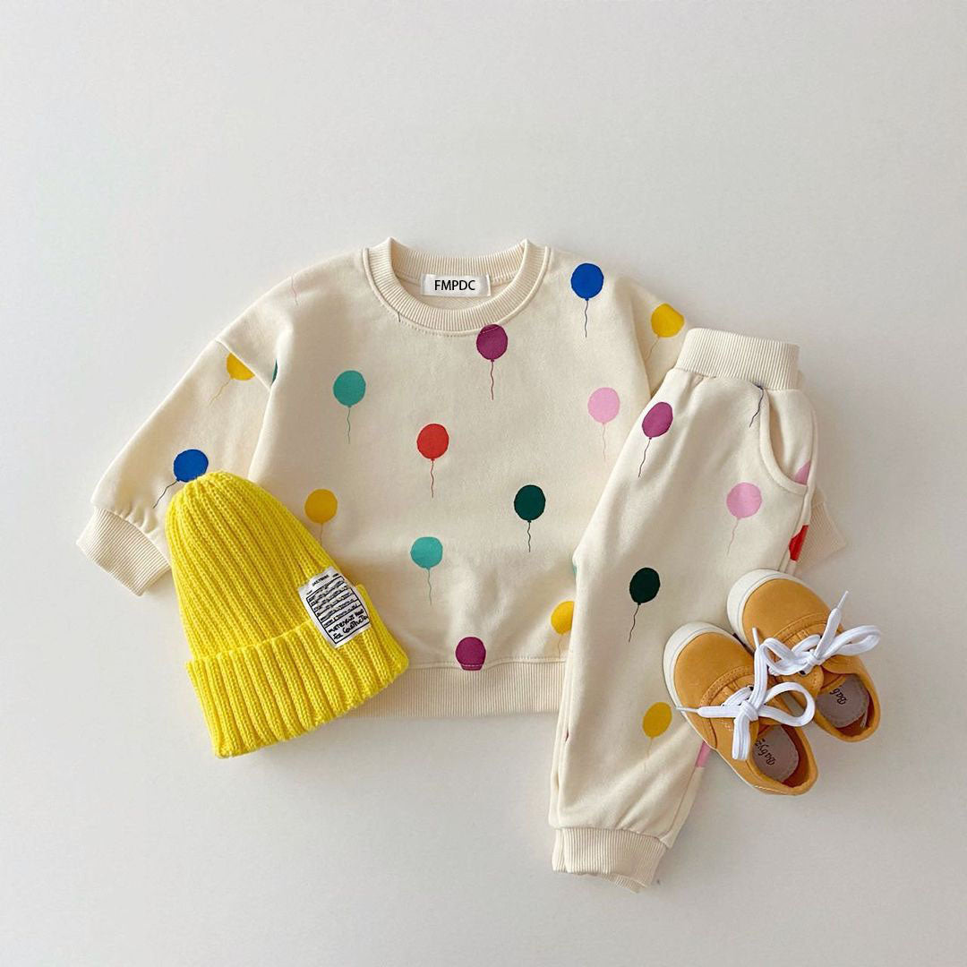 Multi-Dotted Hooded Cotton Co-ord Set for Kids