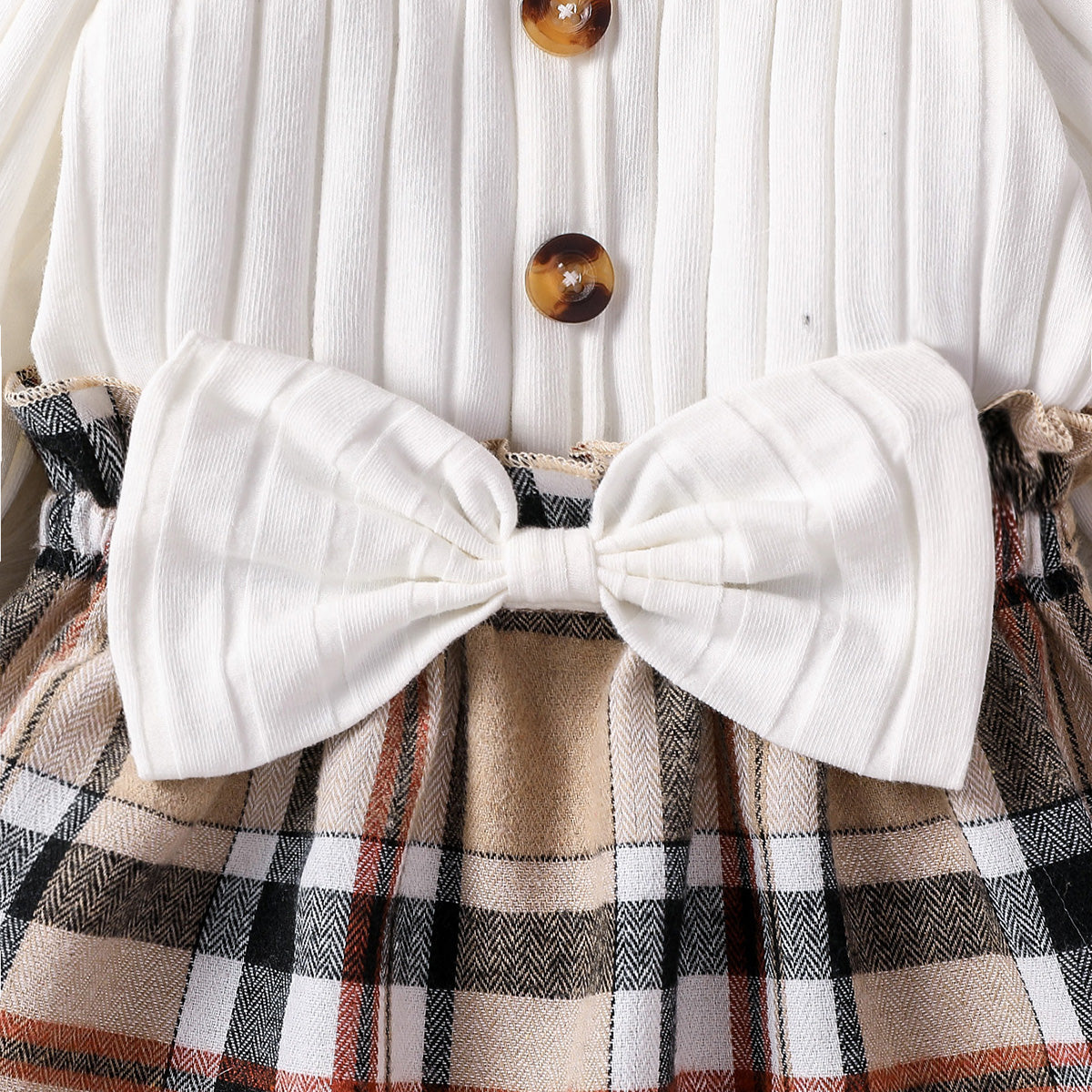 Baby Girls Plaid Dress with Bow Headband