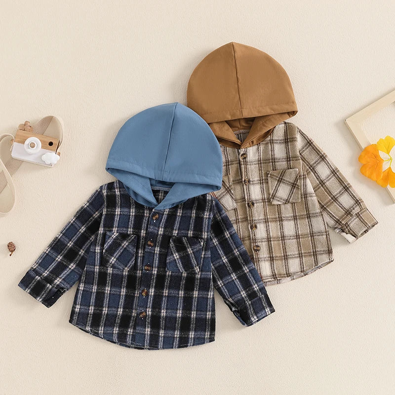 Toddler Checkered Plaid Hooded Jacket