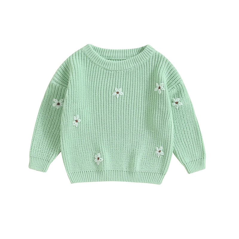 Floral Knitted Sweater for Newborn Baby Girl