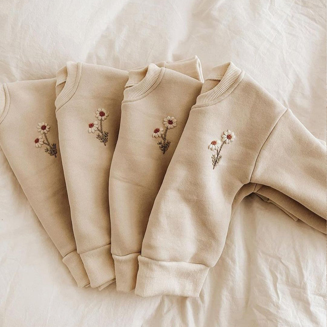 Fleece Embroidered Daisy Co-ord Sets