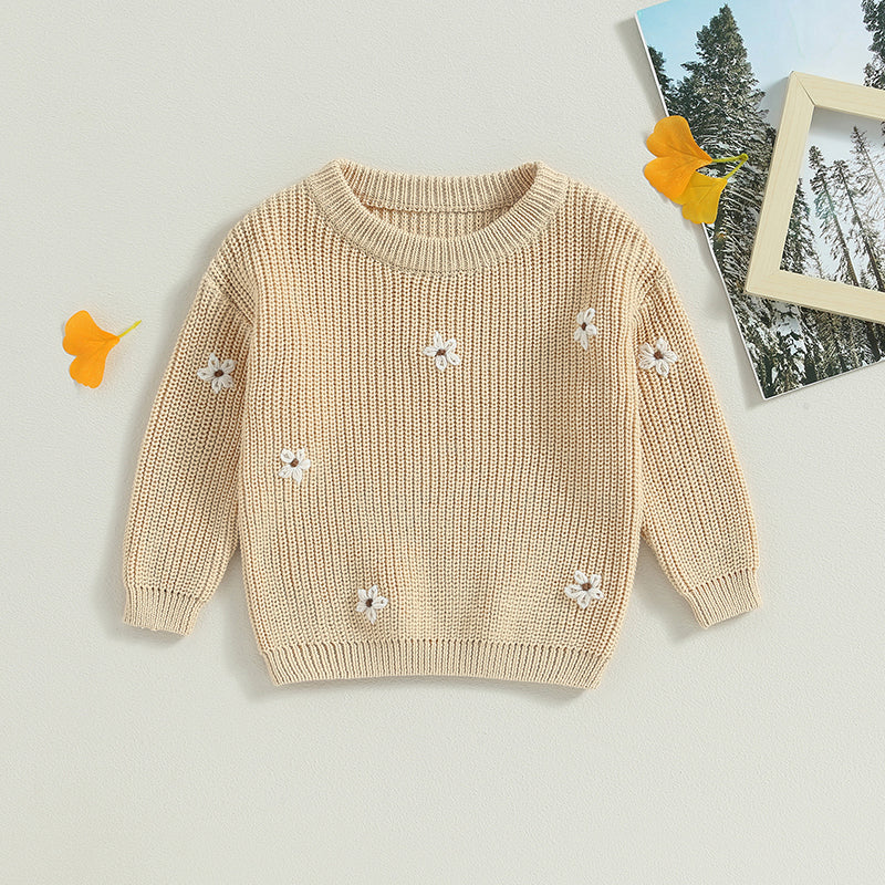 Floral Knitted Sweater for Newborn Baby Girl