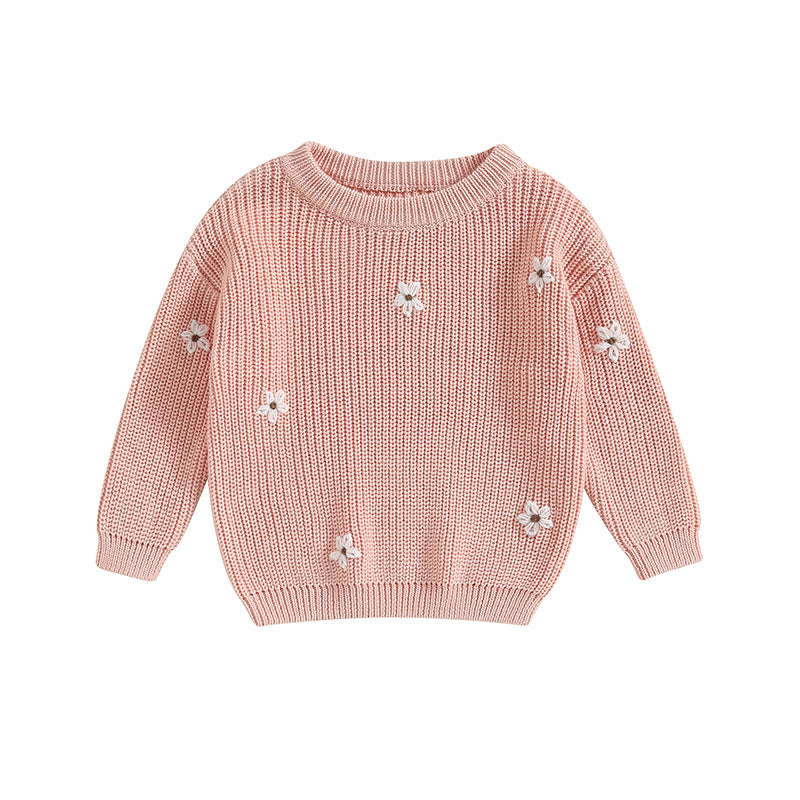 Floral Knitted Sweater for Newborn Baby Girl