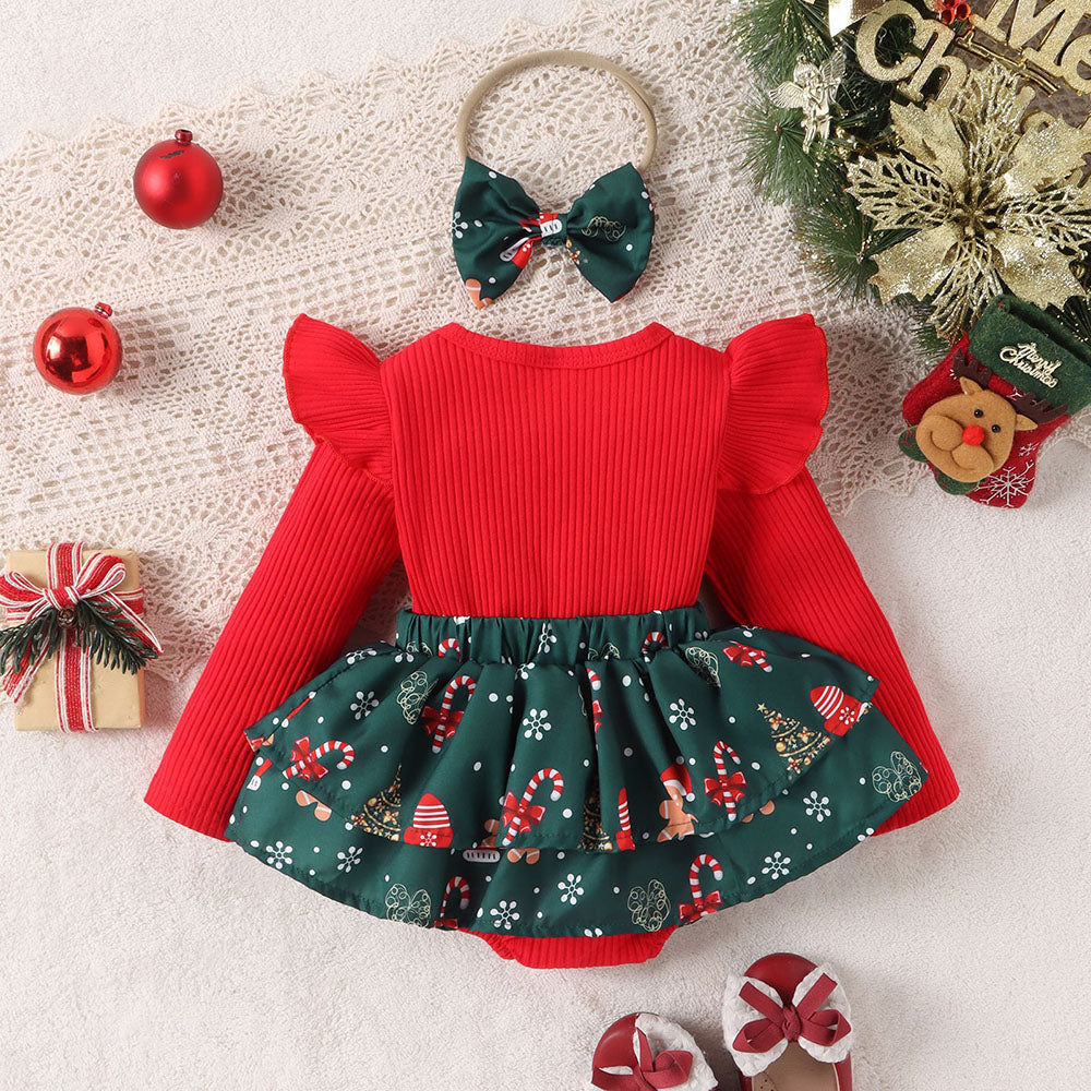 Baby Girls' Christmas Snowflake Bow Cake Skirt