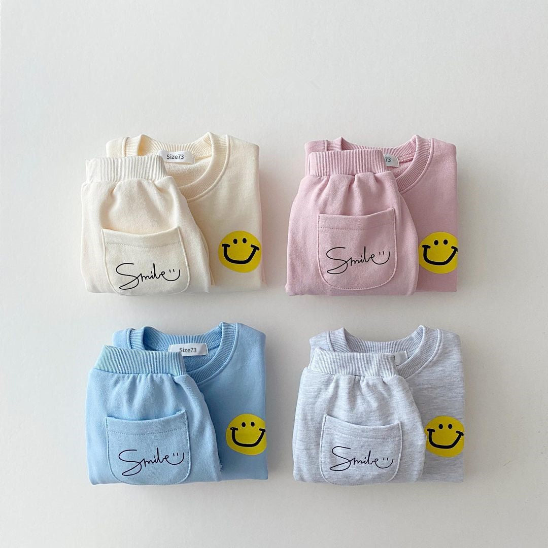 Cute Smiley Print Cotton Co-ord Sets