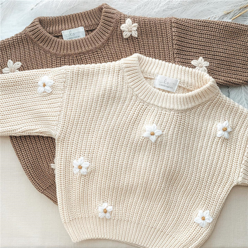 Floral Knitted Sweater for Newborn Baby Girl