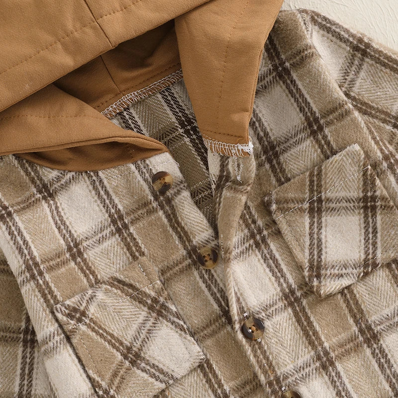 Toddler Checkered Plaid Hooded Jacket