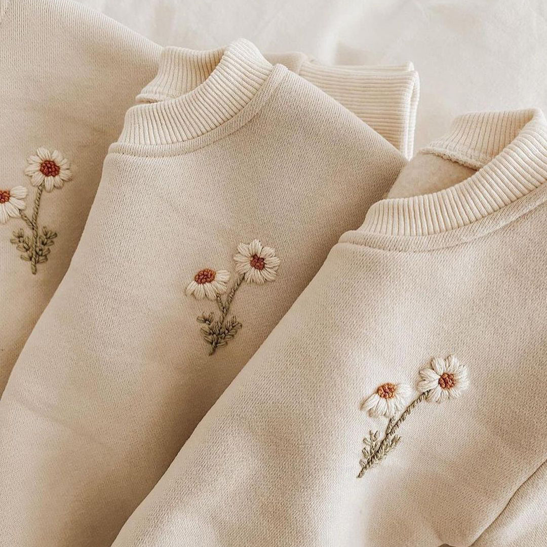 Fleece Embroidered Daisy Co-ord Sets