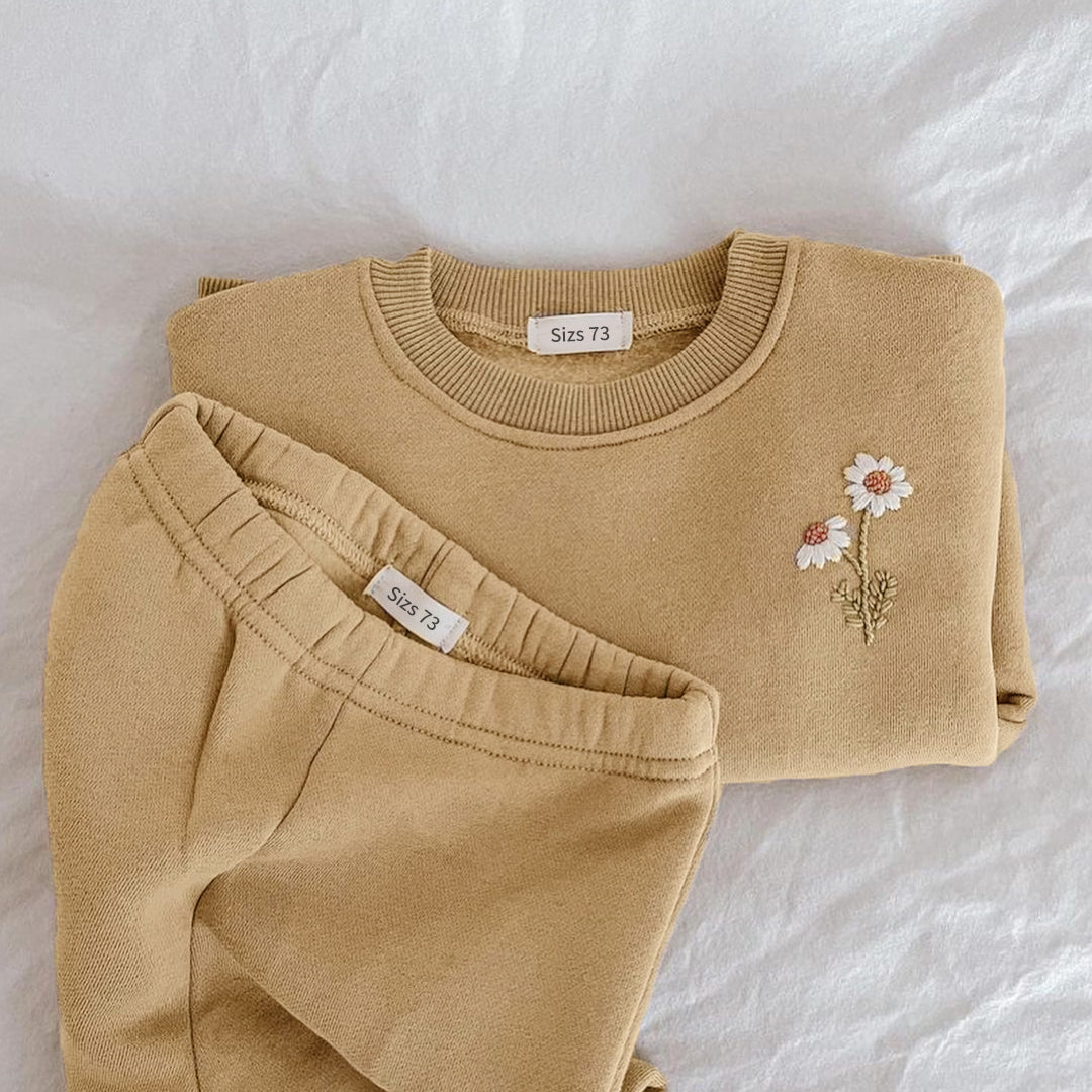 Fleece Embroidered Daisy Co-ord Sets