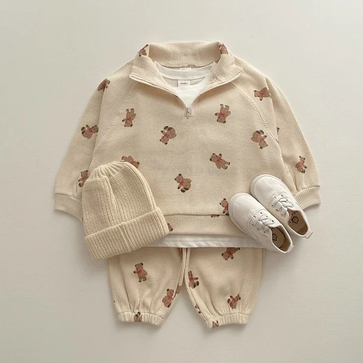 Bear Knitted Baby Tops and Pants Co-ord Set