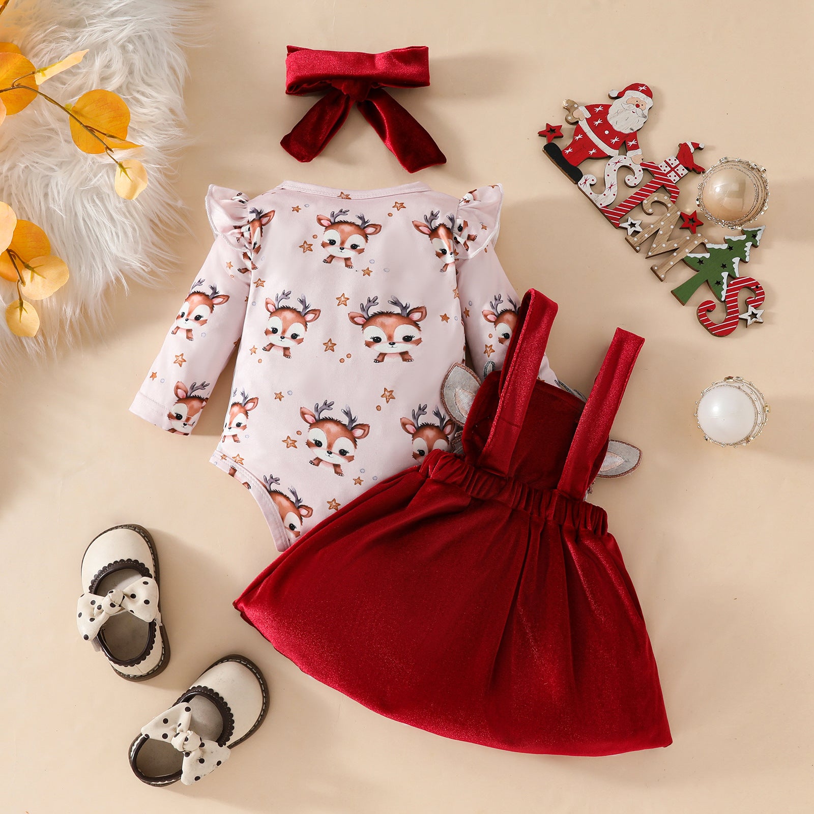 3PCS Christmas Baby Girl Outfit Set