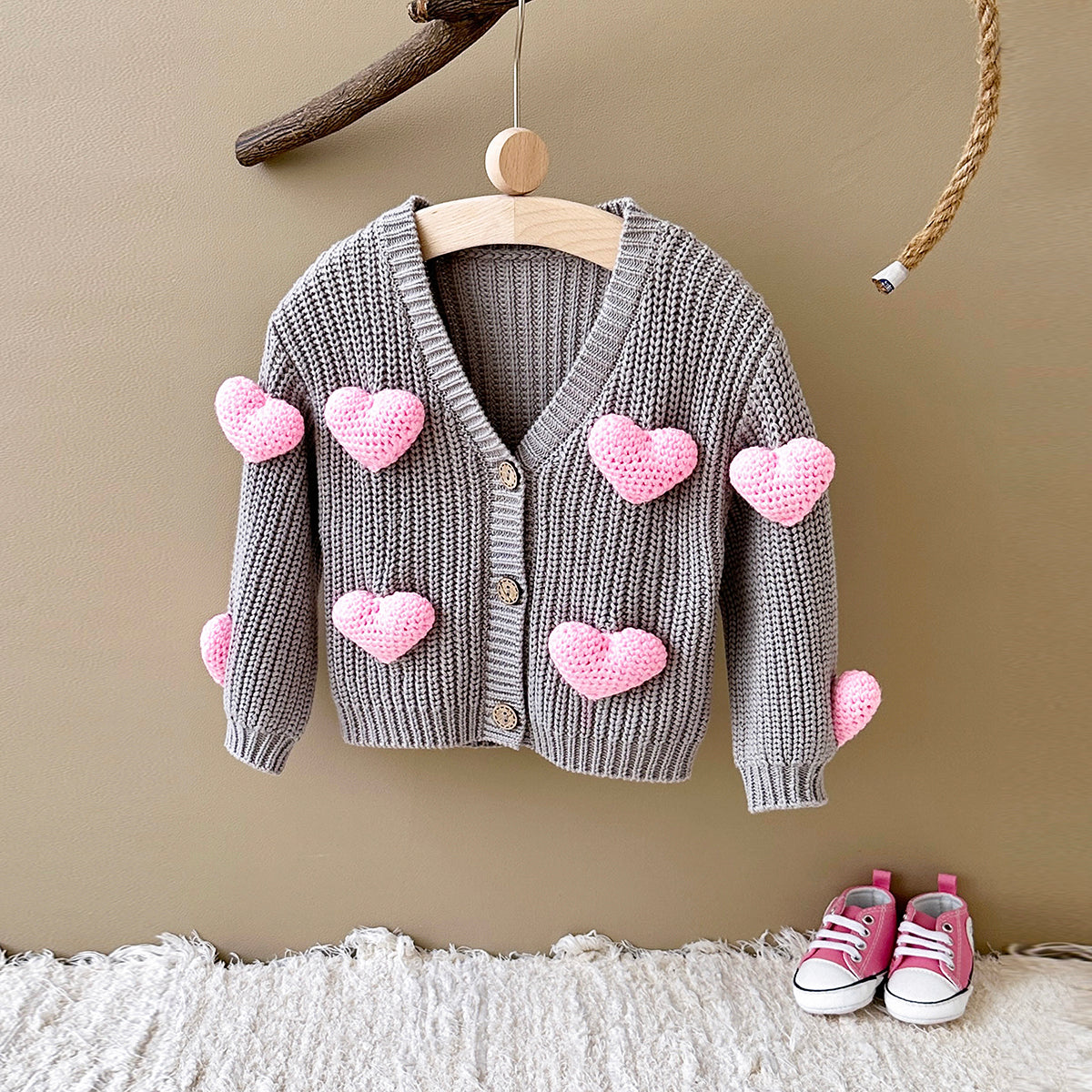 Stylish Sweet Heart Woolen Sweater for Baby Girls