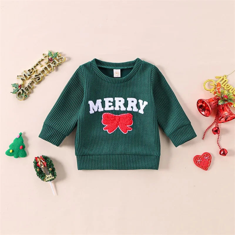 Festive Bow Embroidered Christmas Sweatshirt