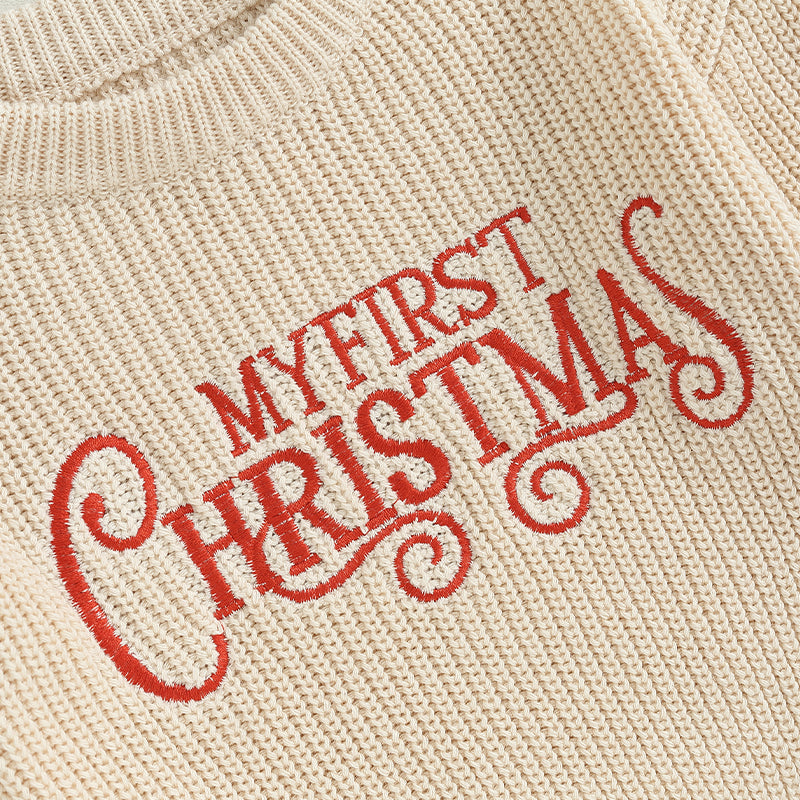 Christmas Knit Letter Pullover Sweater