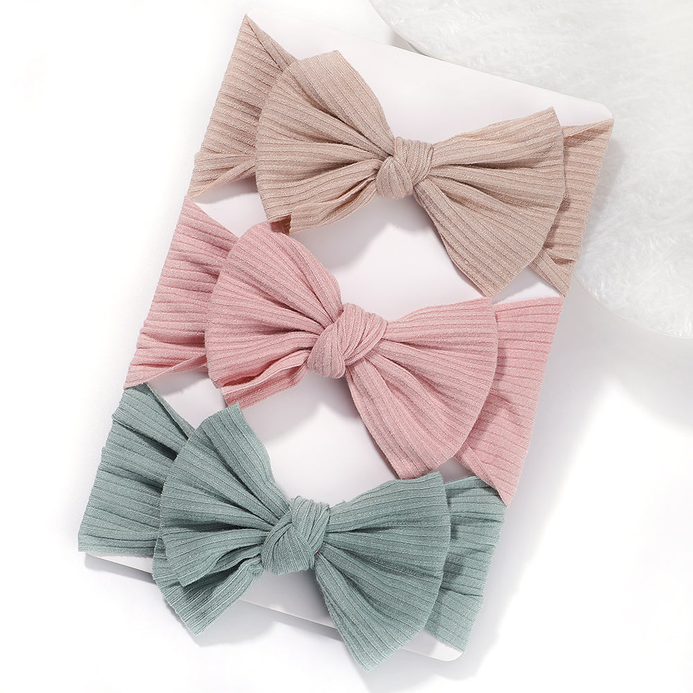 3-Pcs Baby Girl Knotted Bow Headband Set