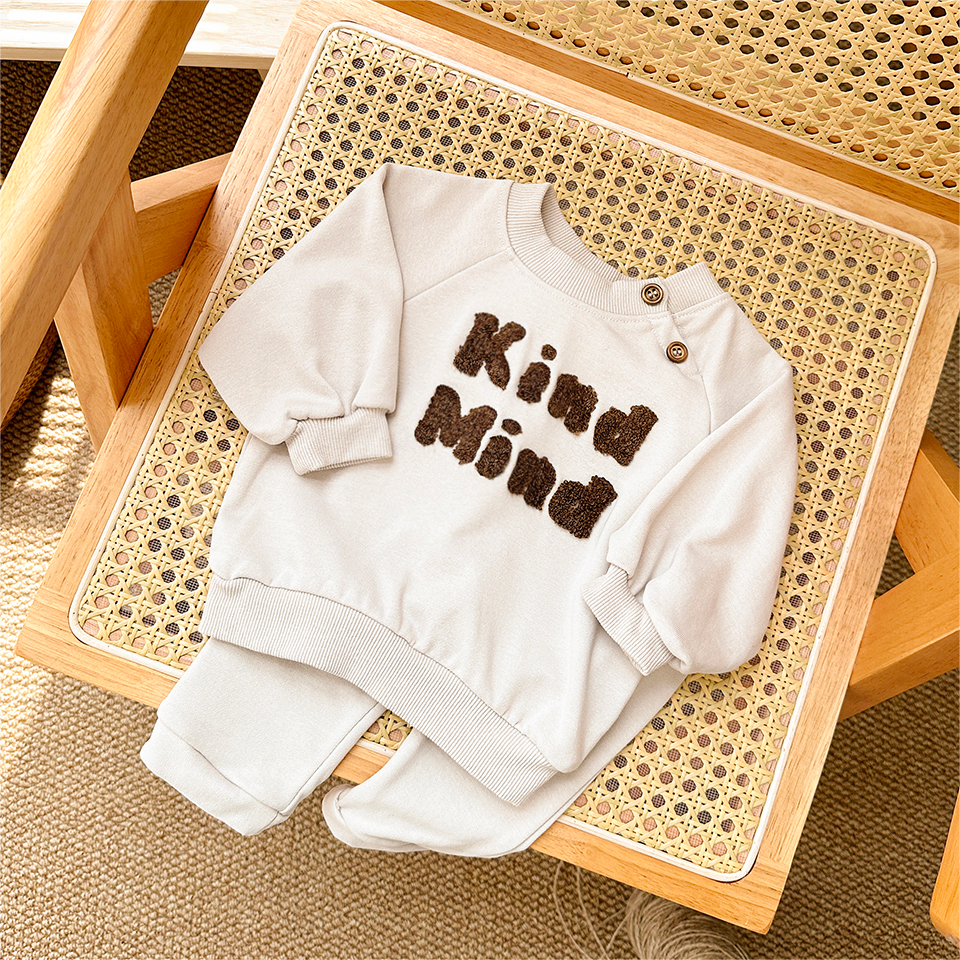 Korean Infant Cotton Letter Print Pullover Set