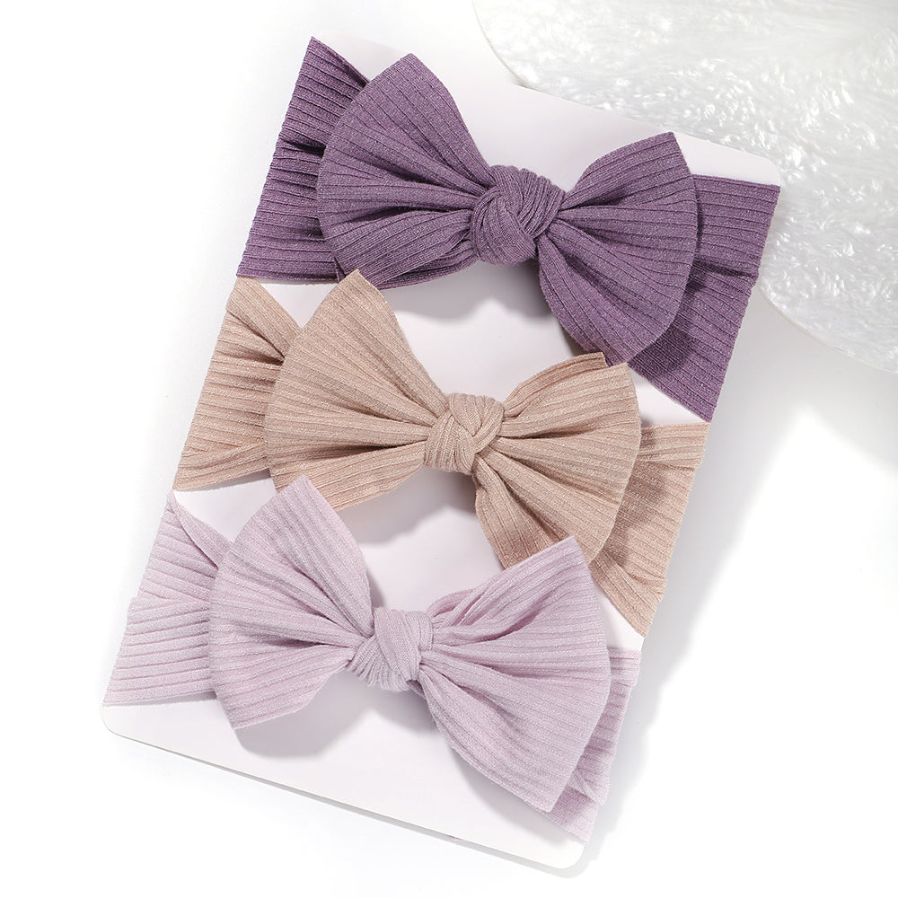 3-Pcs Baby Girl Knotted Bow Headband Set