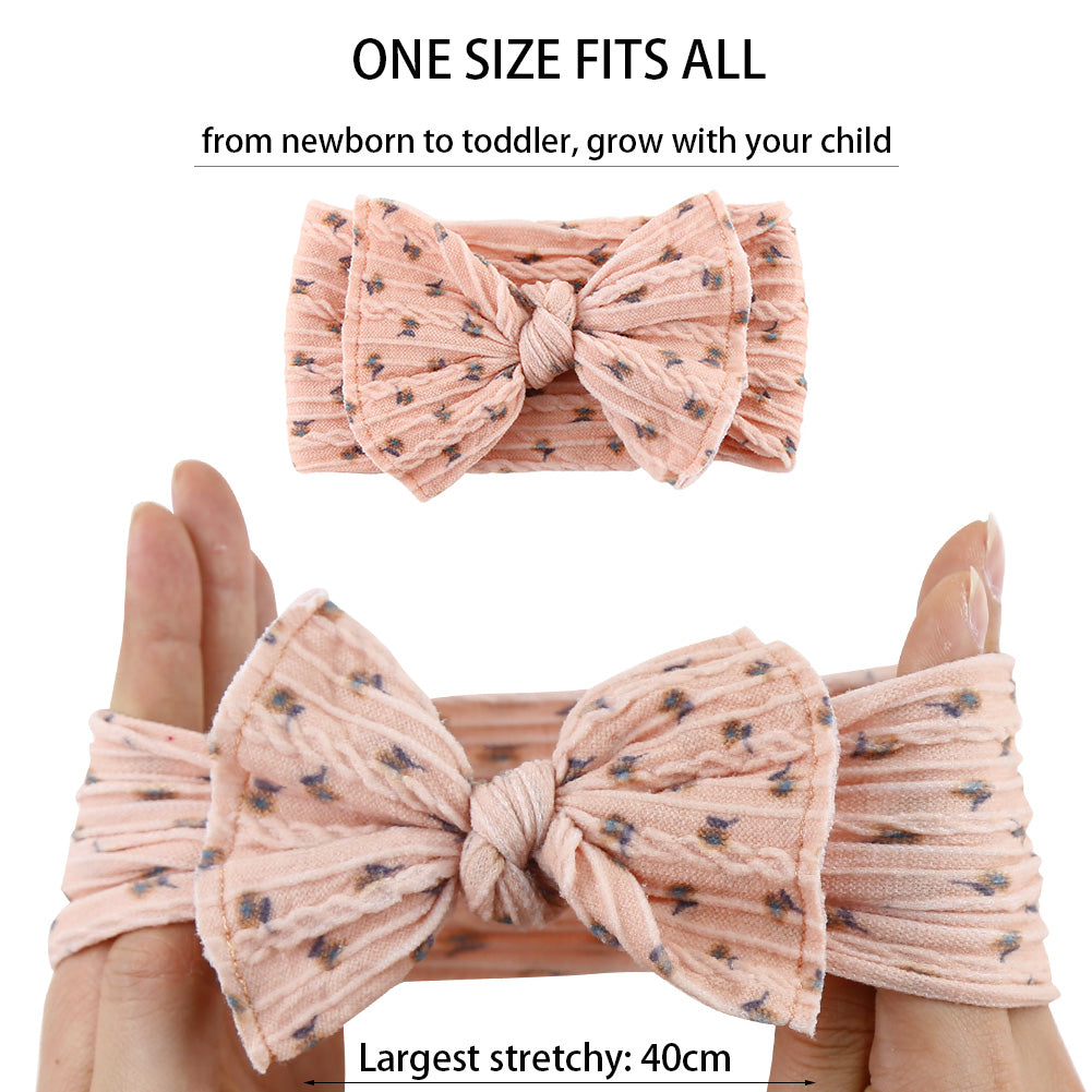 3-Pack Daisy Print Baby Bow Headband Set