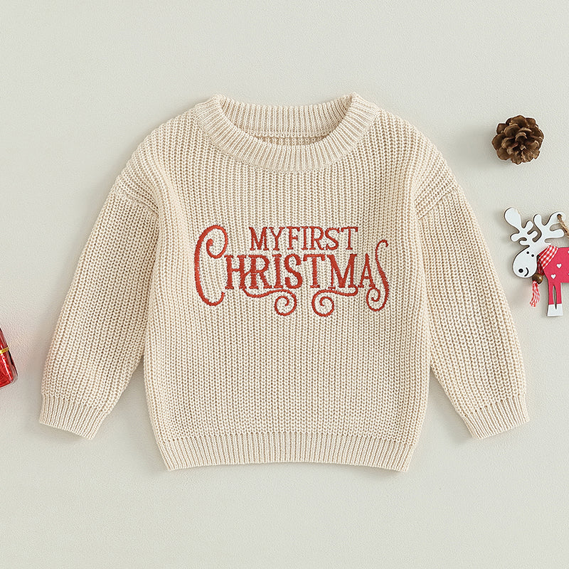 Christmas Knit Letter Pullover Sweater