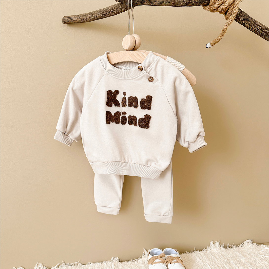 Korean Infant Cotton Letter Print Pullover Set