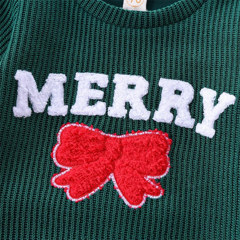 Festive Bow Embroidered Christmas Sweatshirt