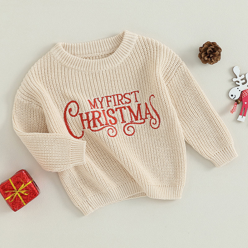 Christmas Knit Letter Pullover Sweater