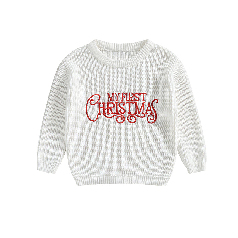 Christmas Knit Letter Pullover Sweater