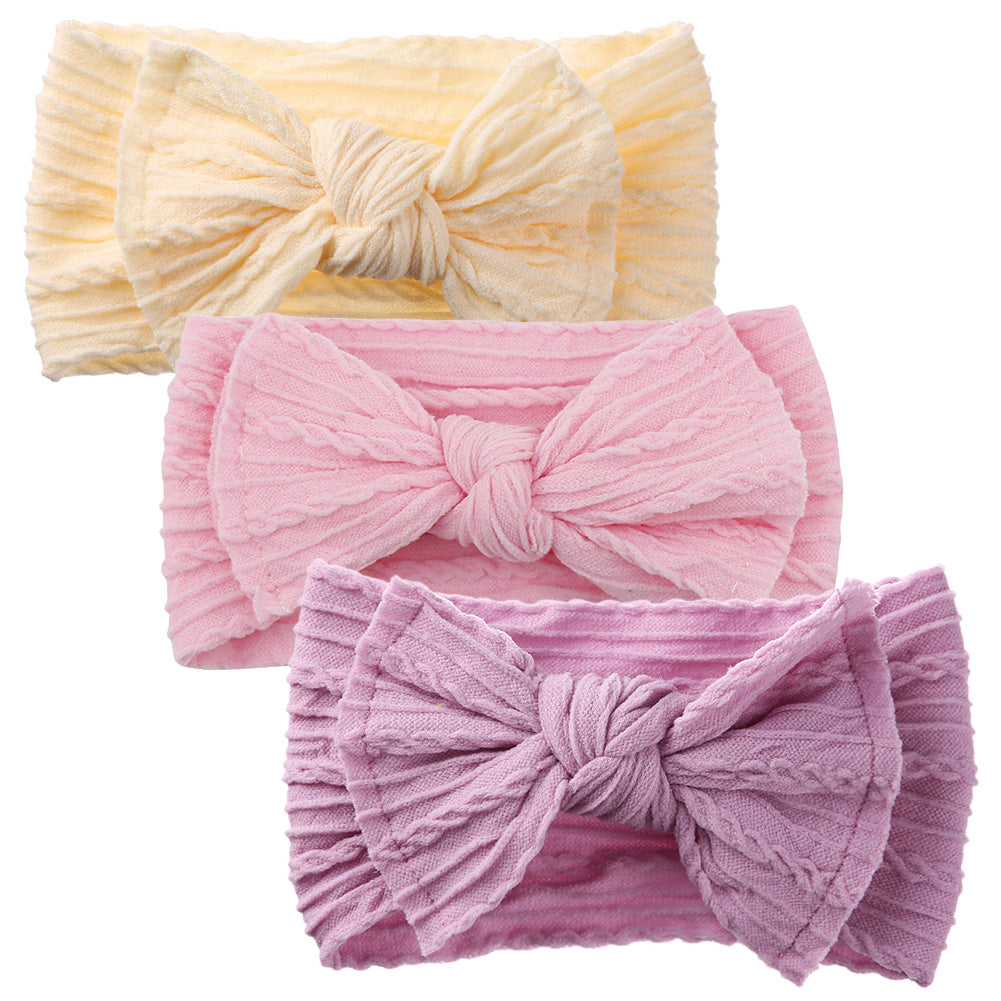 3-Pack Daisy Print Baby Bow Headband Set