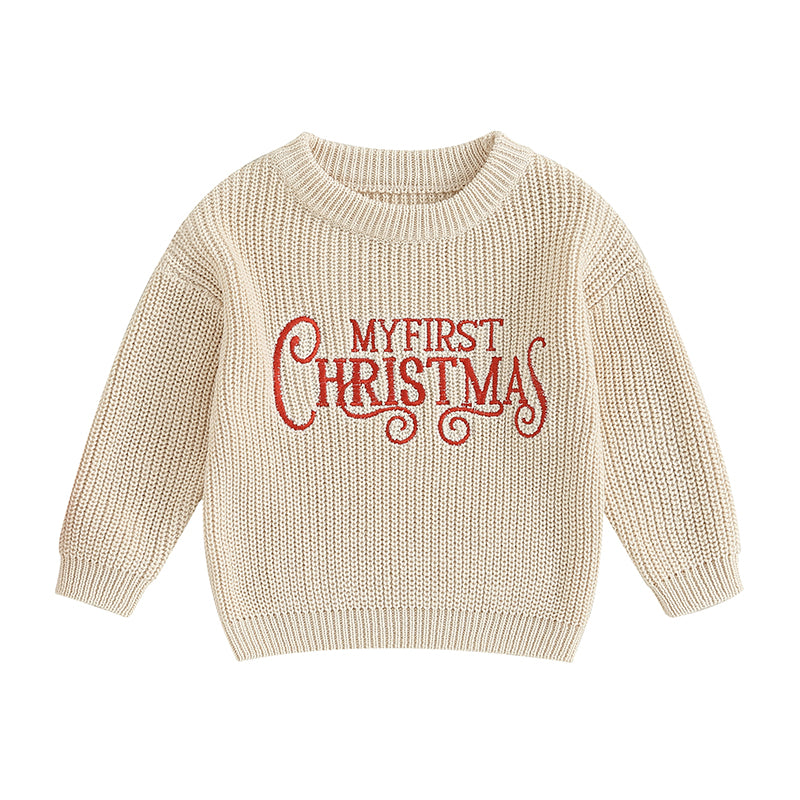 Christmas Knit Letter Pullover Sweater