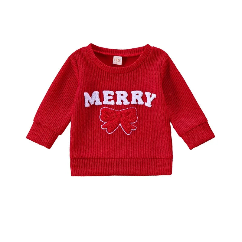 Festive Bow Embroidered Christmas Sweatshirt