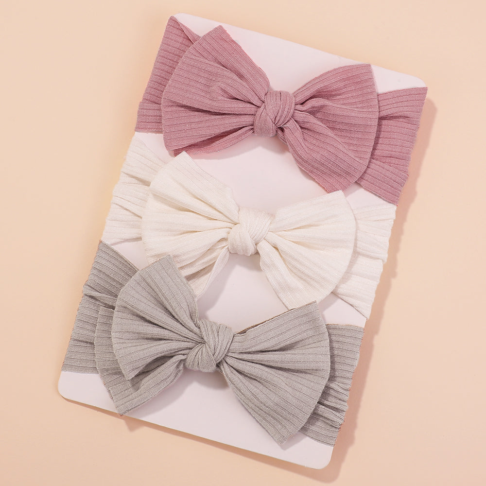 3-Pcs Baby Girl Knotted Bow Headband Set