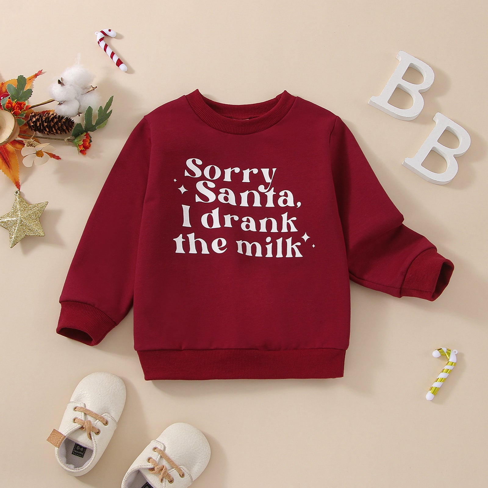 Infant Red "Sorry Santa" Letter Sweatshirt