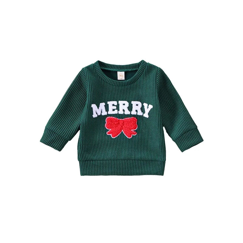 Festive Bow Embroidered Christmas Sweatshirt