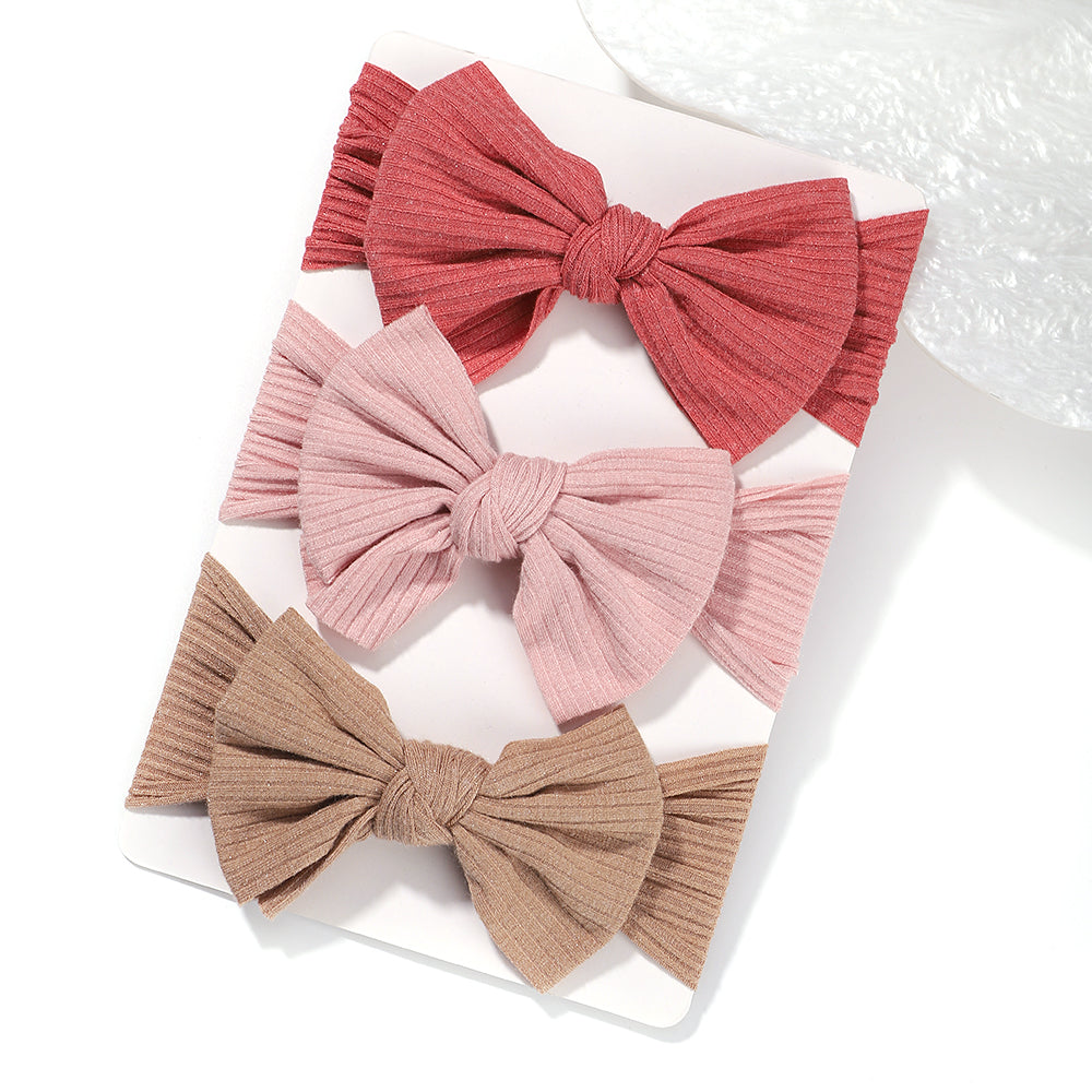 3-Pcs Baby Girl Knotted Bow Headband Set