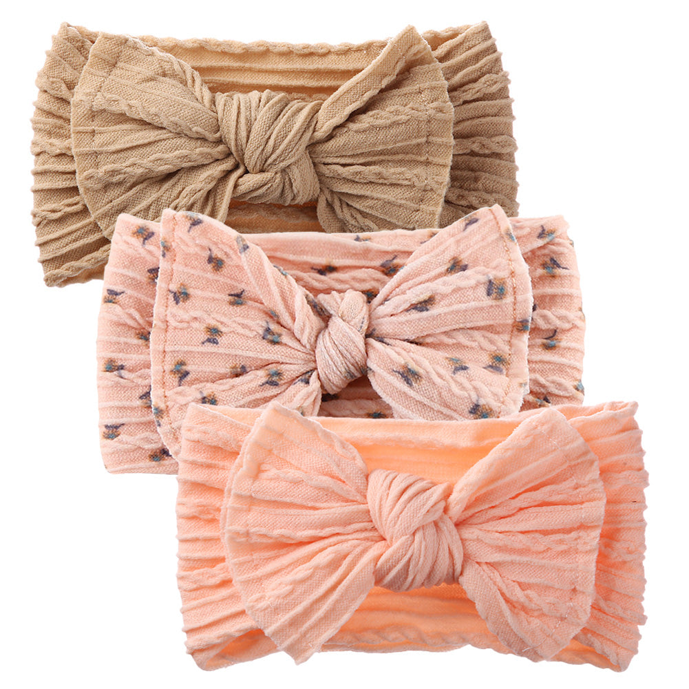 3-Pack Daisy Print Baby Bow Headband Set