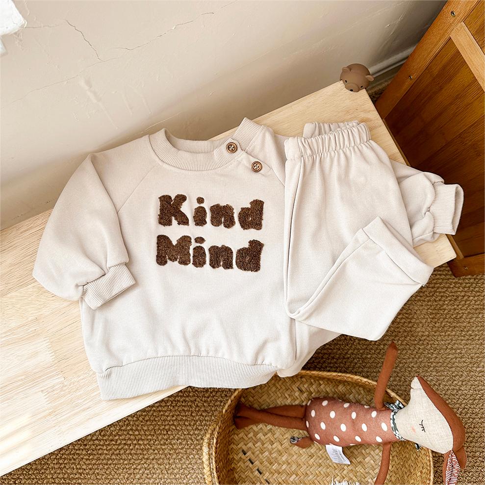 Korean Infant Cotton Letter Print Pullover Set