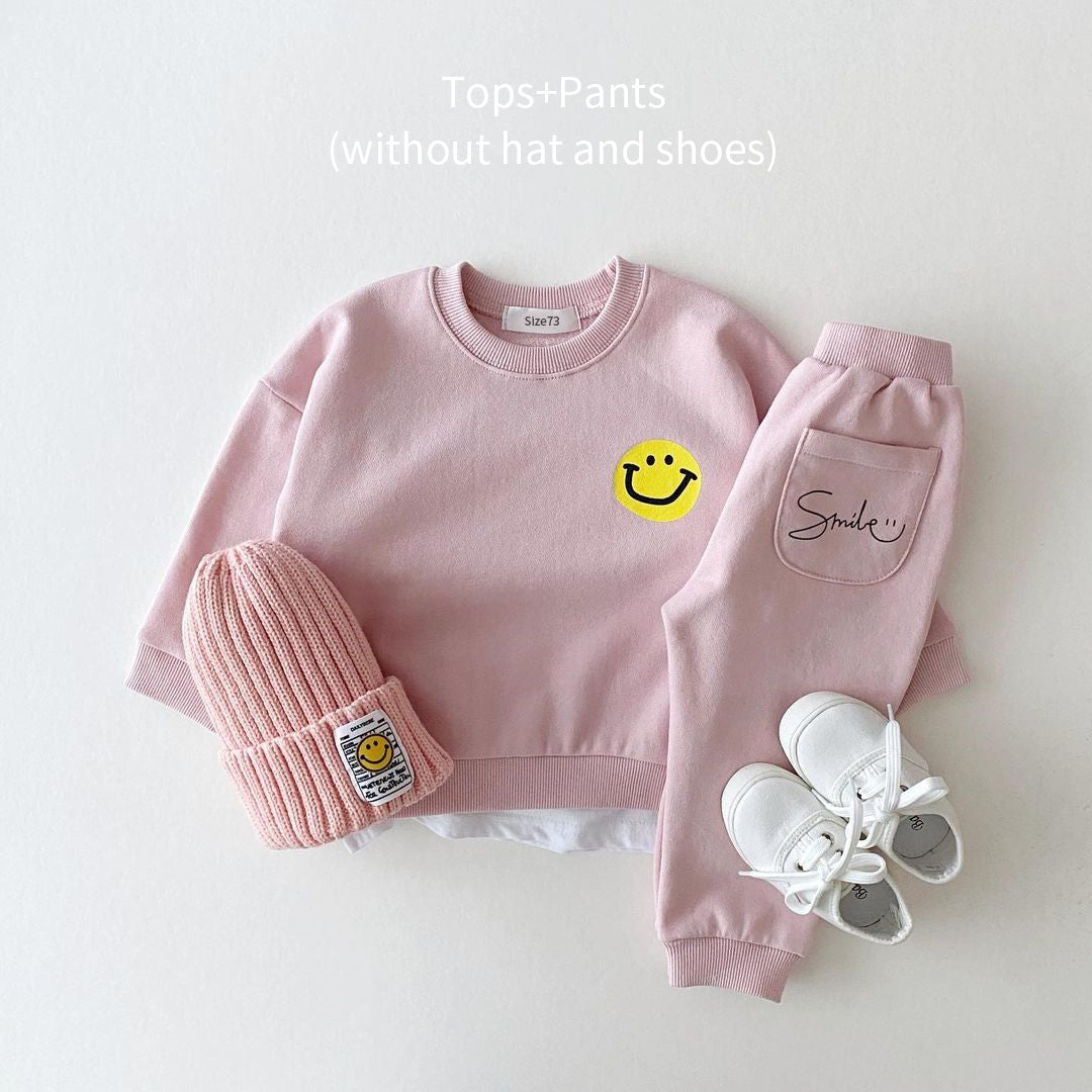 Cute Smiley Print Cotton Co-ord Sets