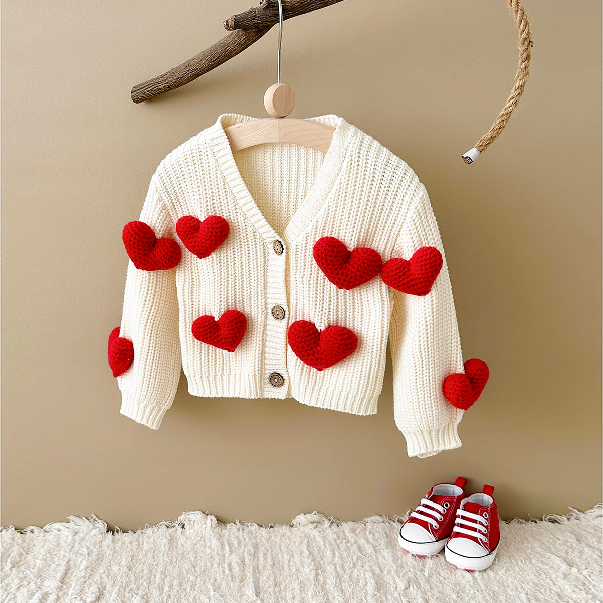 Stylish Sweet Heart Woolen Sweater for Baby Girls