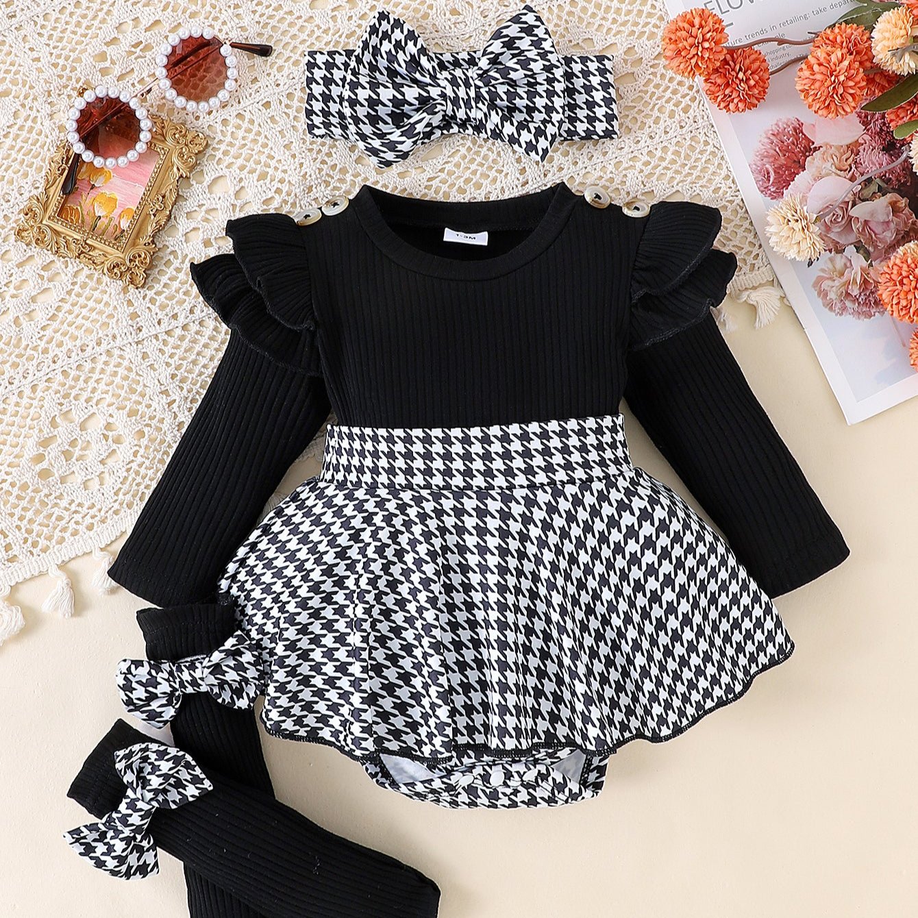 Baby Girl 2PCS Houndstooth Set