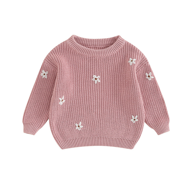 Floral Knitted Sweater for Newborn Baby Girl