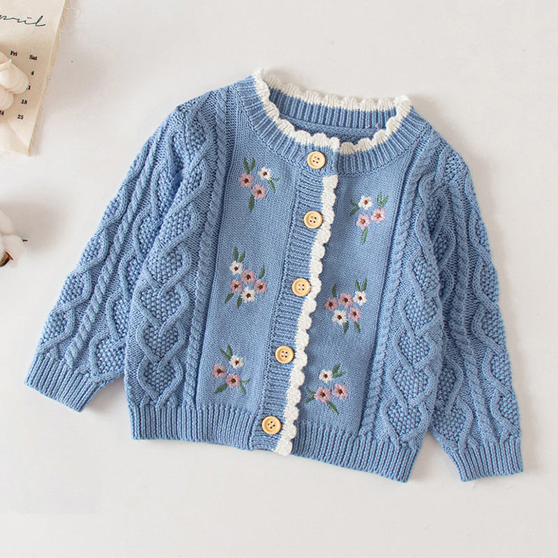 Floral Embroidered Knitted Sweater