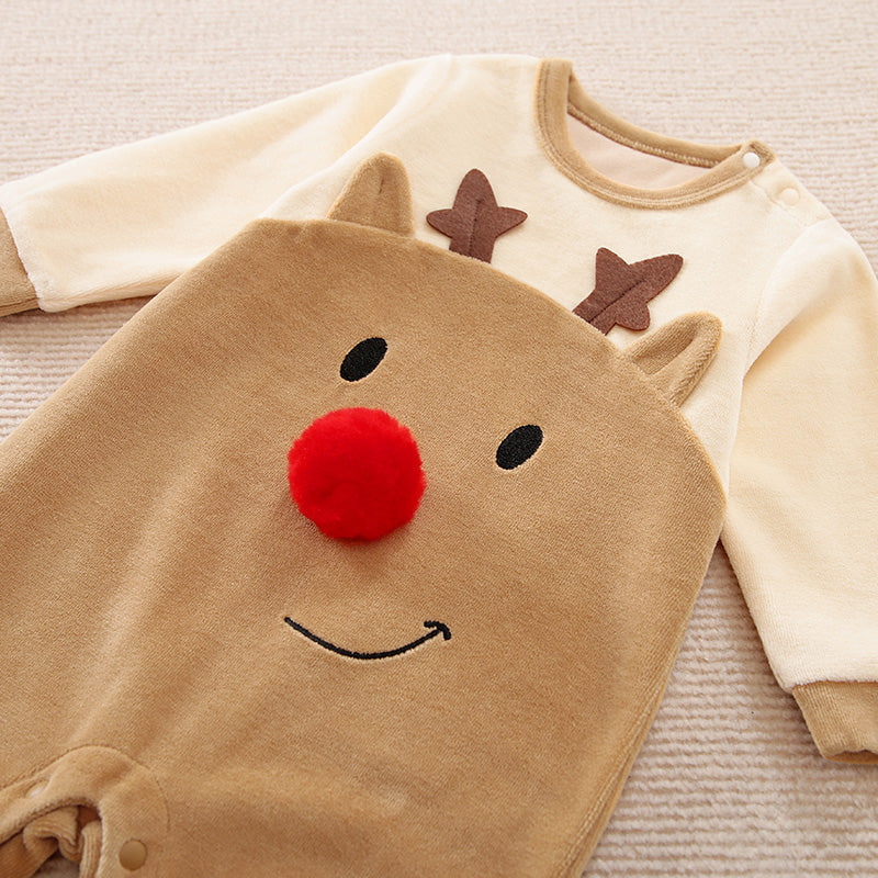 3D Elk Newborn Long Sleeve Romper