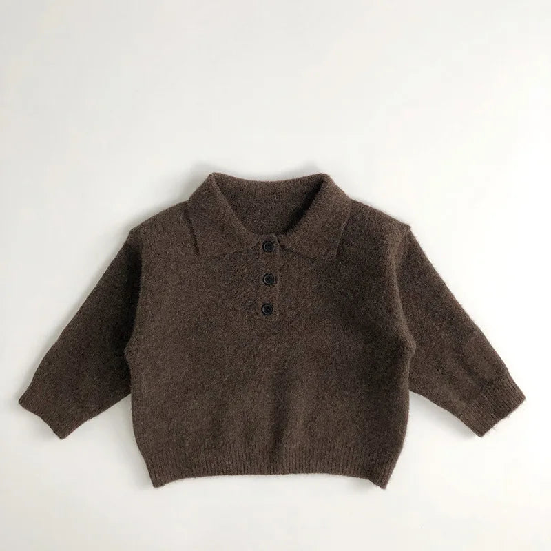 Autumn Knit Turn-Down Collar Sweater for Boys