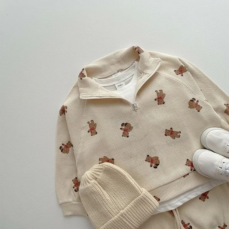 Bear Knitted Baby Tops and Pants Co-ord Set